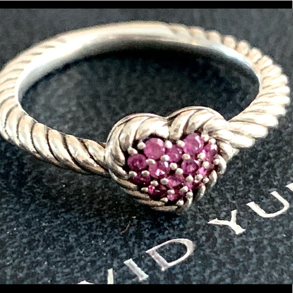 David Yurman chΓ’telaine pink sapphire heart ring - Picture 8 of 14